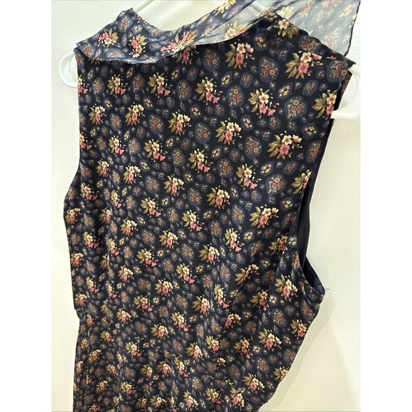 Ralph Lauren 100% Silk Long Floral Print FrontButton Down Sleeveless Dress Sz 14 - Picture 6 of 14